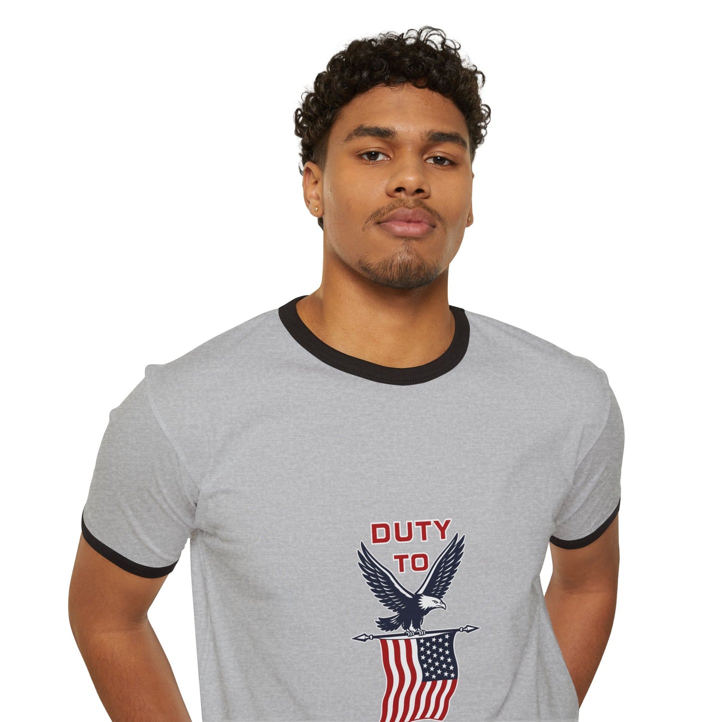 Duty to God Eagle Flag Ringer T-Shirt