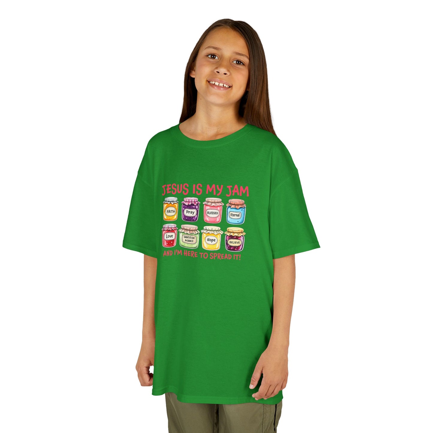 Kids T‑Shirt — "Jesus Is My Jam" Cute Jam Jar Graphic Christian Tee