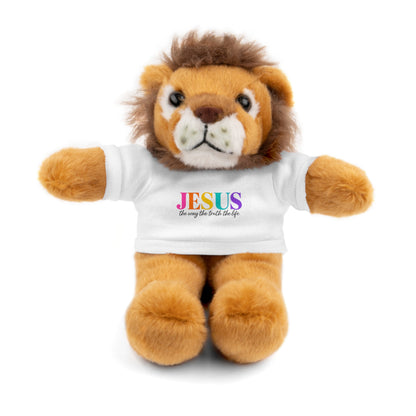 Jesus Rainbow Tee Teddy Bear - Plush Stuffed Animal with Faith Shirt