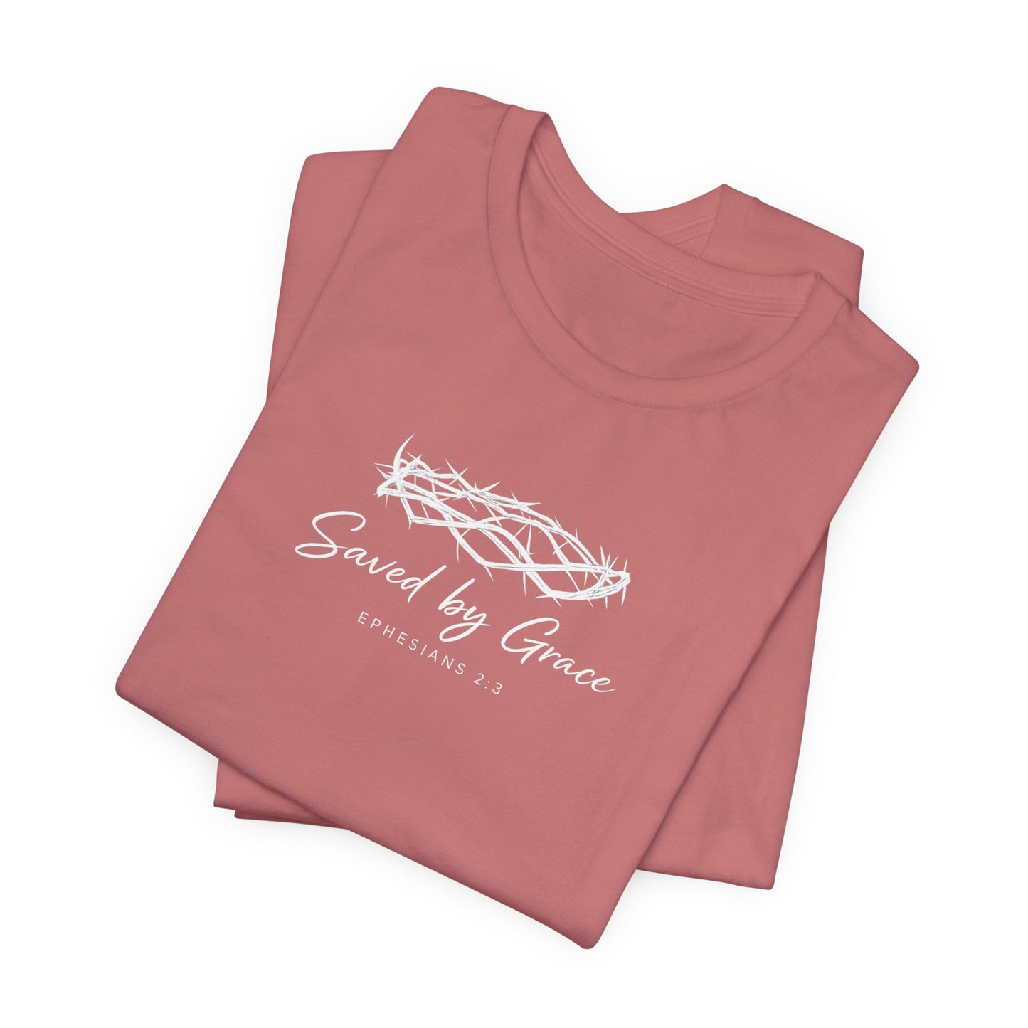Faith Over Fear T-Shirt — "Saved by Grace" Christian Tee (Heart & Crown)