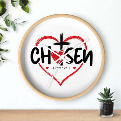Chosen Heart Wall Clock — Christian Scripture 1 Peter 2:9 Decorative Clock