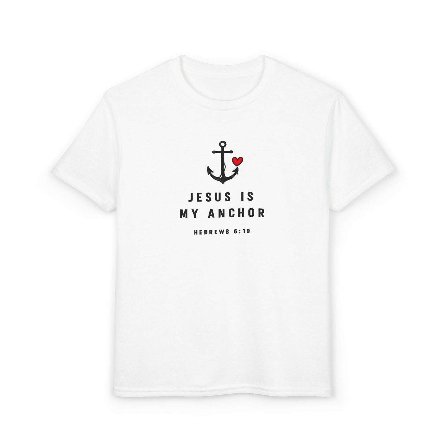 Youth T-Shirt — "Jesus Is My Anchor" Christian Kids Tee (Hebrews 6:19)