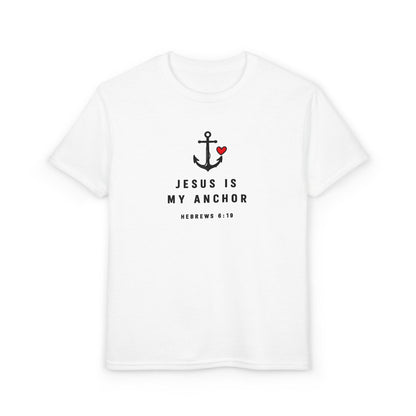 Youth T-Shirt — "Jesus Is My Anchor" Christian Kids Tee (Hebrews 6:19)
