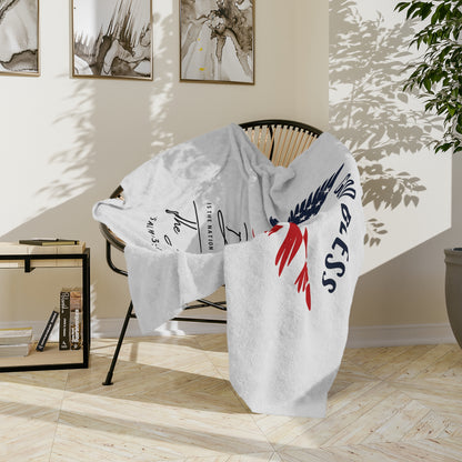 God Bless America Velveteen Blanket – Patriotic Eagle with Psalm 33:12
