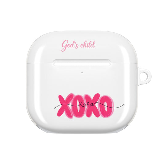 God's Child XOXO AirPod Case - Pink Heart Love Protective Cover