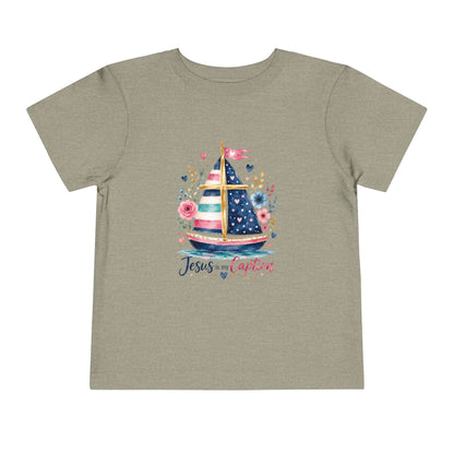 Toddler Tee - 'Jesus is my Captain' Nautical Sailboat Christian Shirt