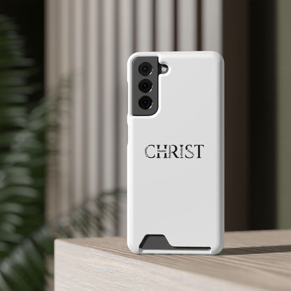 Christian Phone Card Case — Minimal 'CHRIST' Text Wallet Phone Case