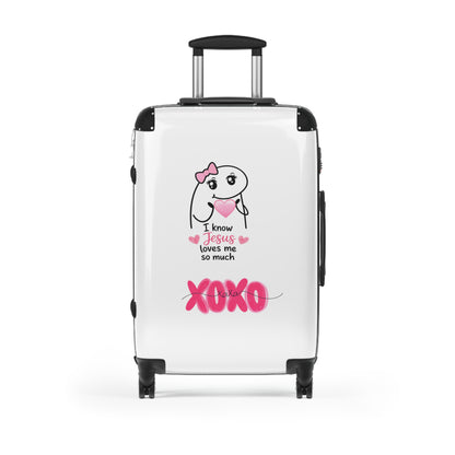 Suitcase — "I Know Jesus Loves Me So Much XOXO" Cute Christian Travel Luggage