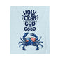 Velveteen Plush Blanket - "Holy Crab God Is Good" Patriotic Crab Throw (4th of July, Coastal Beach Gift)