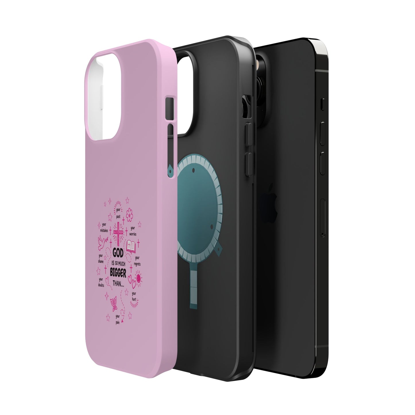 Pink Faith Phone Case — "God Is So Much Bigger Than..." Magnetic Impact-Resistant Case