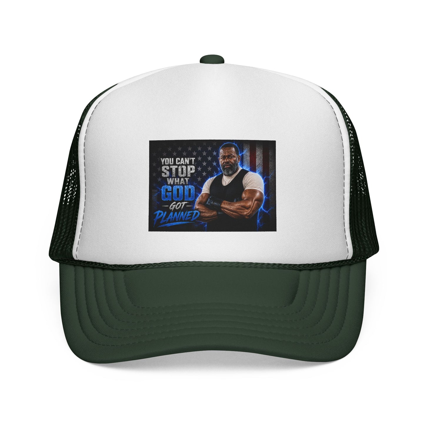 Trucker Cap — "You Can't Stop What God Got Planned" Faith Mesh Hat
