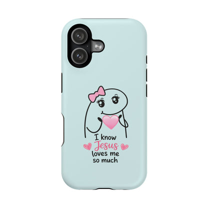 Christian Cute Heart Phone Case — "I Know Jesus Loves Me So Much" Magnetic Impact-Resistant Case