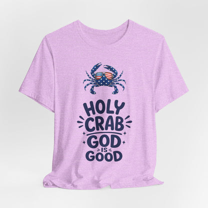 Holy Crab God Is Good T-Shirt — Patriotic Blue Crab Graphic Tee