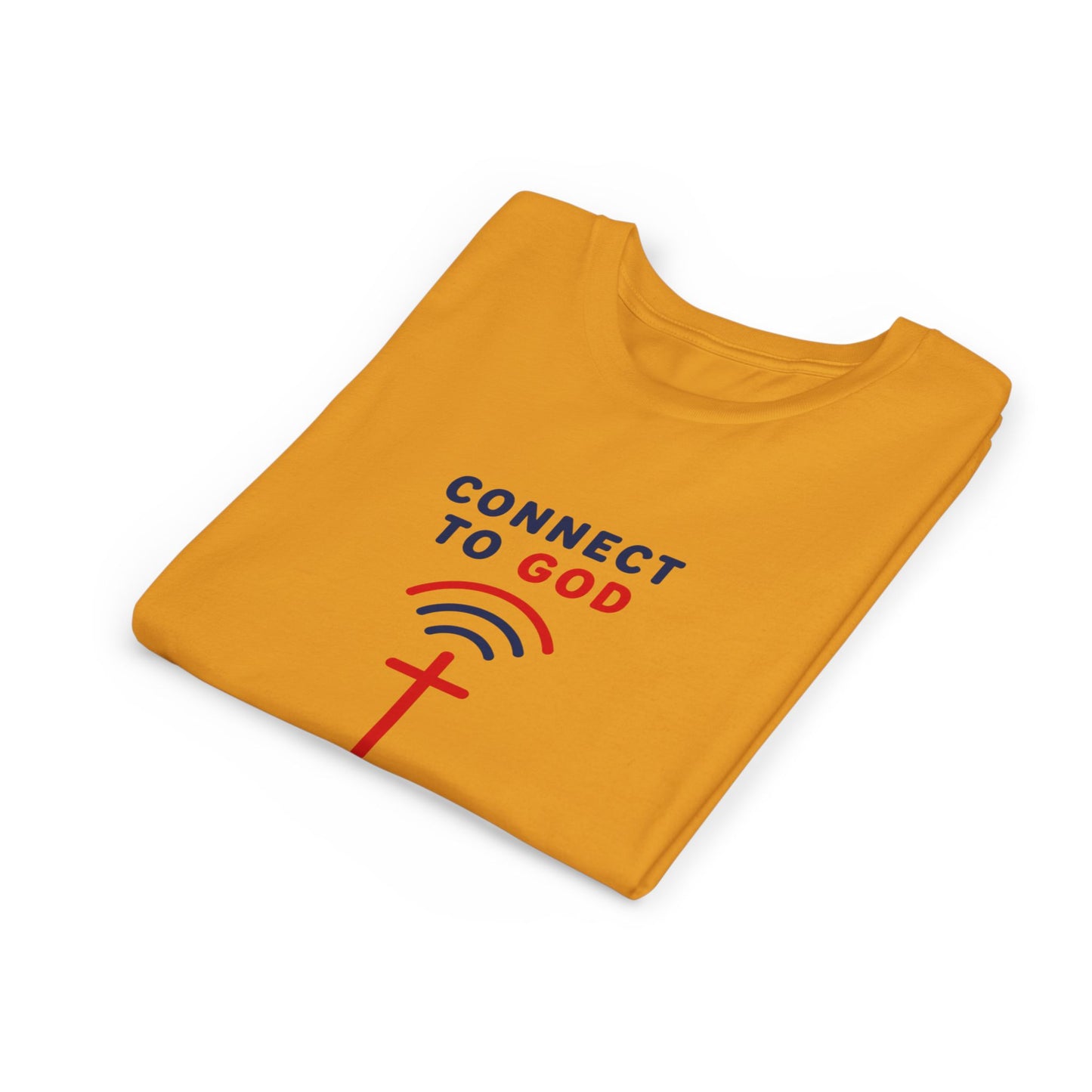 Youth Tee — "Connect to God" Prayer Wi-Fi Cross Shirt