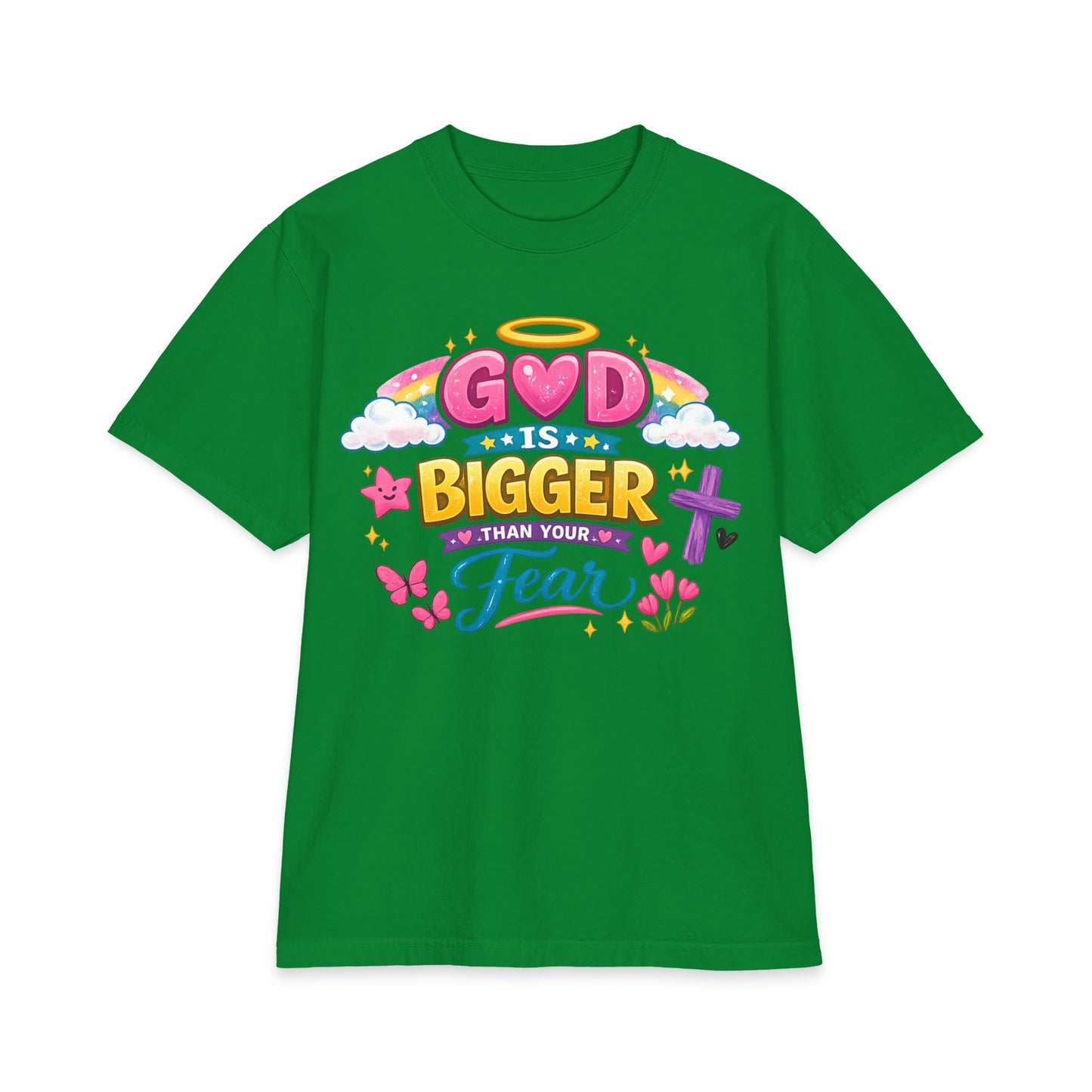 Faith Graphic T-Shirt — "God Is Bigger Than Your Fear" Inspirational Christian Tee