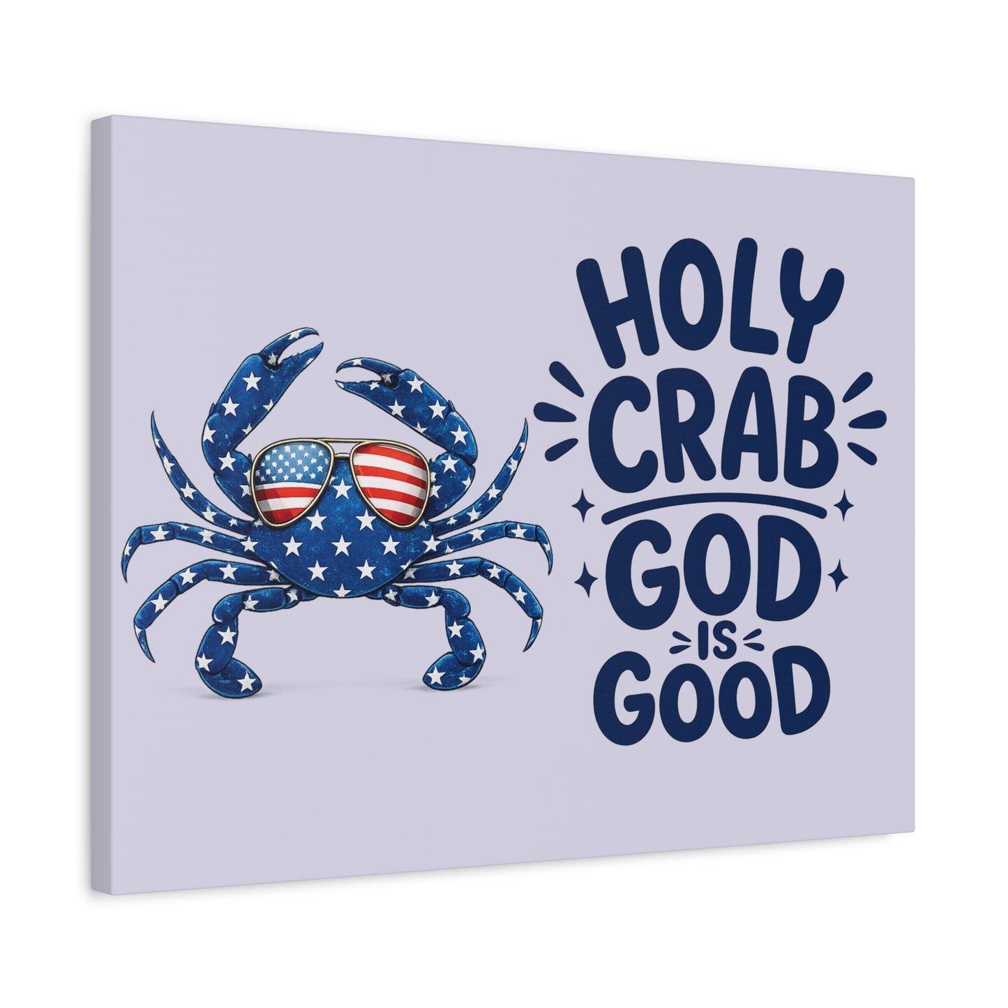 Patriotic Crab Canvas — "Holy Crab God Is Good" Wall Art