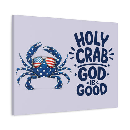 Patriotic Crab Canvas — "Holy Crab God Is Good" Wall Art