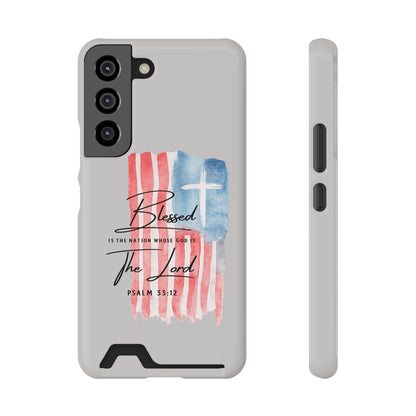 Phone Case — "Blessed Is The Nation" Patriotic Christian Card Holder Case
