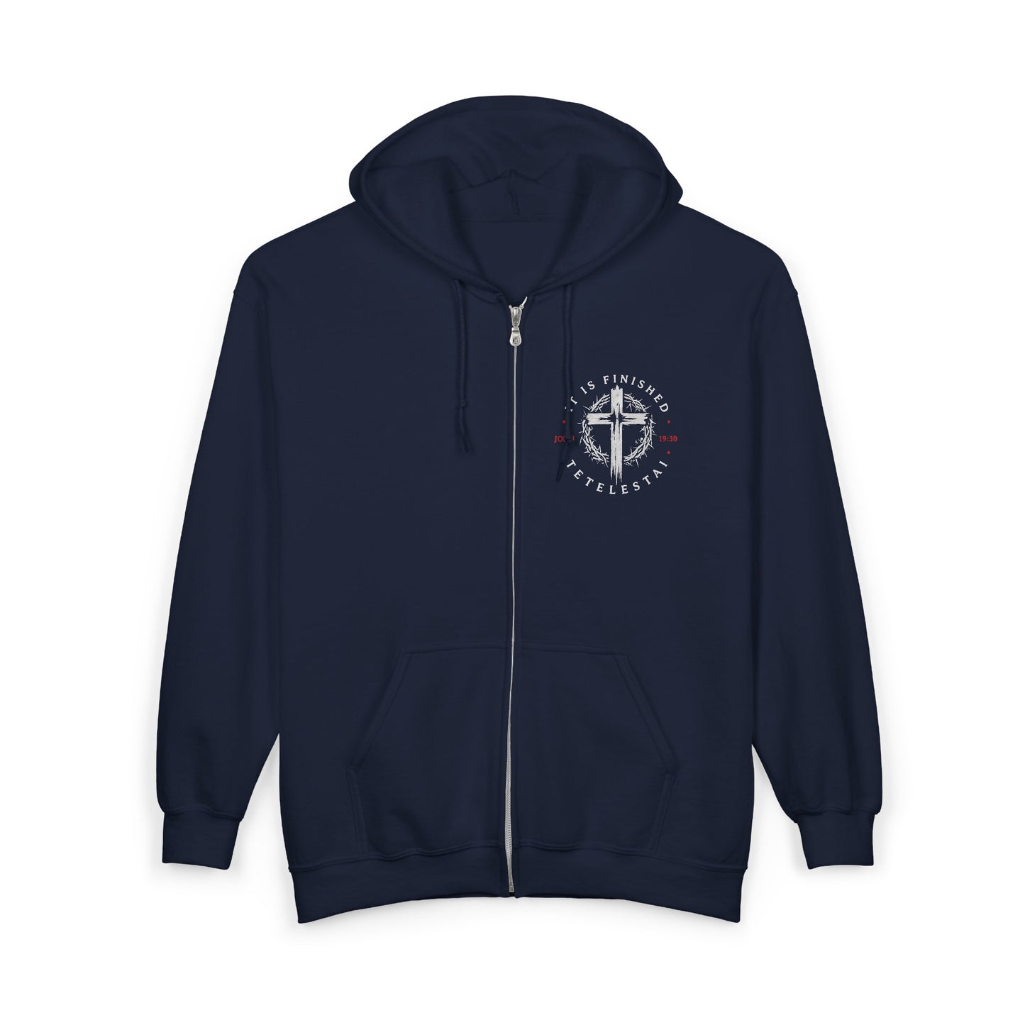 It Is Finished Cross Zip Hoodie — Christian Faith Full-Zip Sweatshirt