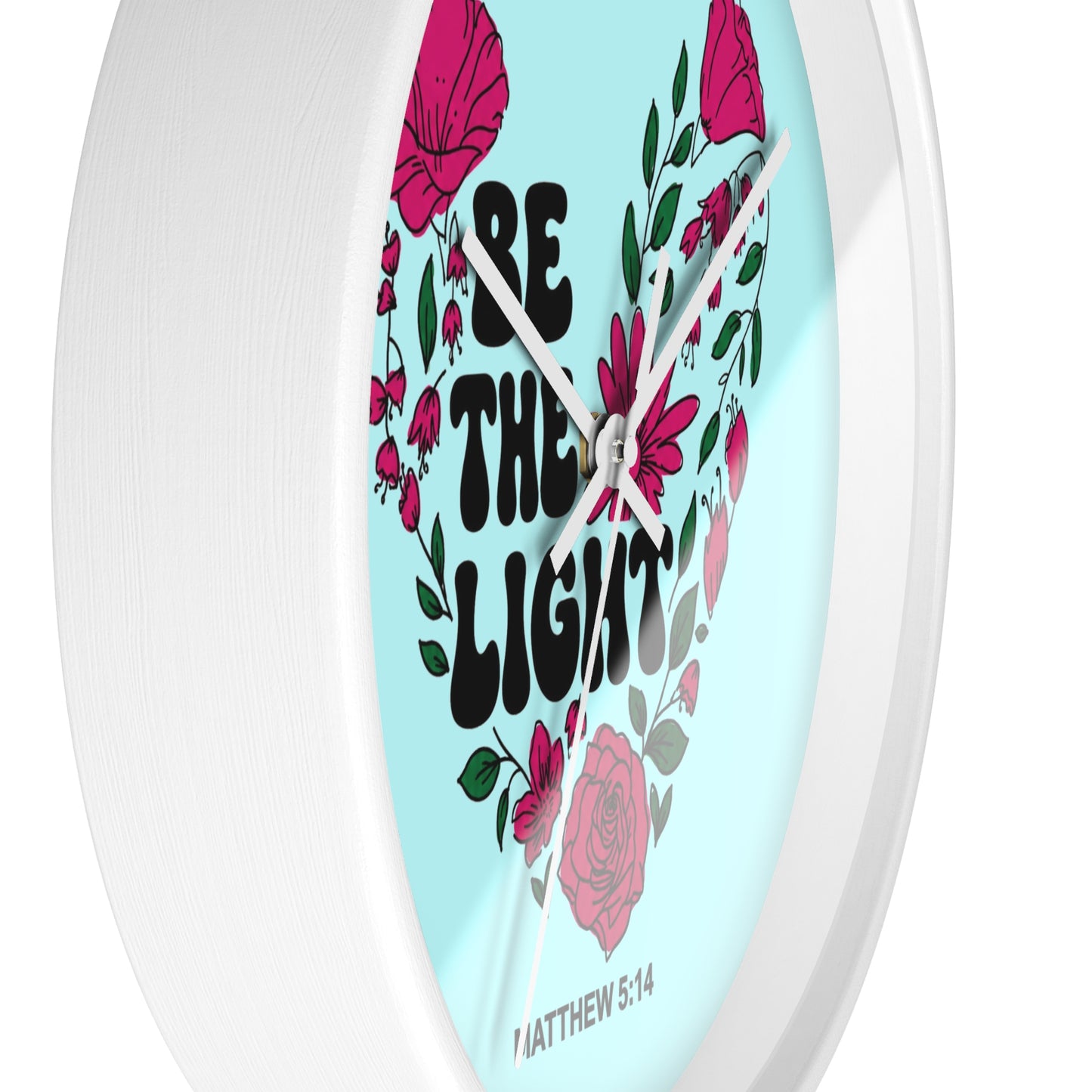 Be the Light Floral Wall Clock — Matthew 5:14 Inspirational Home Decor