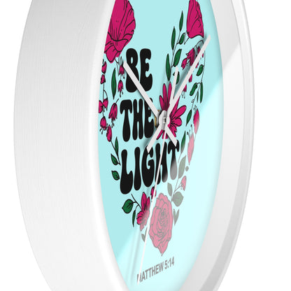 Be the Light Floral Wall Clock — Matthew 5:14 Inspirational Home Decor