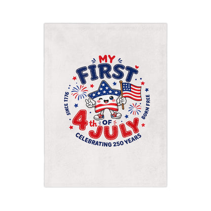 My First 4th of July Baby Blanket — Velveteen Microfiber Patriotic Throw