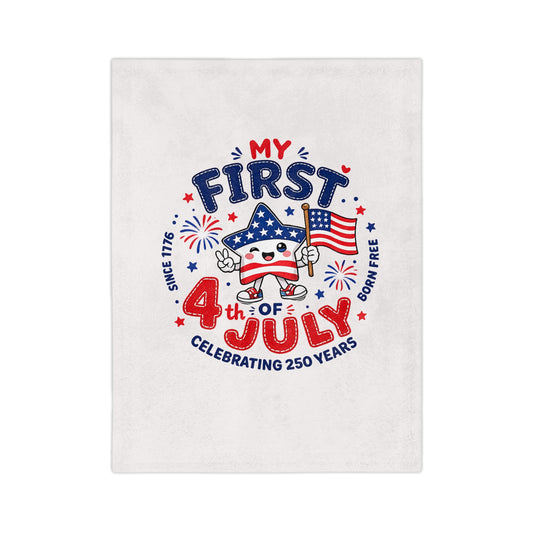 My First 4th of July Baby Blanket — Velveteen Microfiber Patriotic Throw