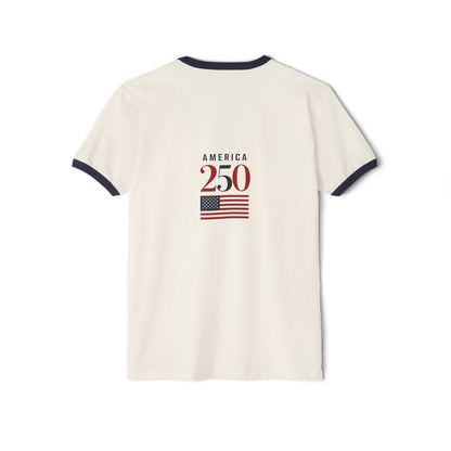 Stand for the Flag, Kneel for the Cross Ringer T-Shirt — America 250 Patriotic Tee