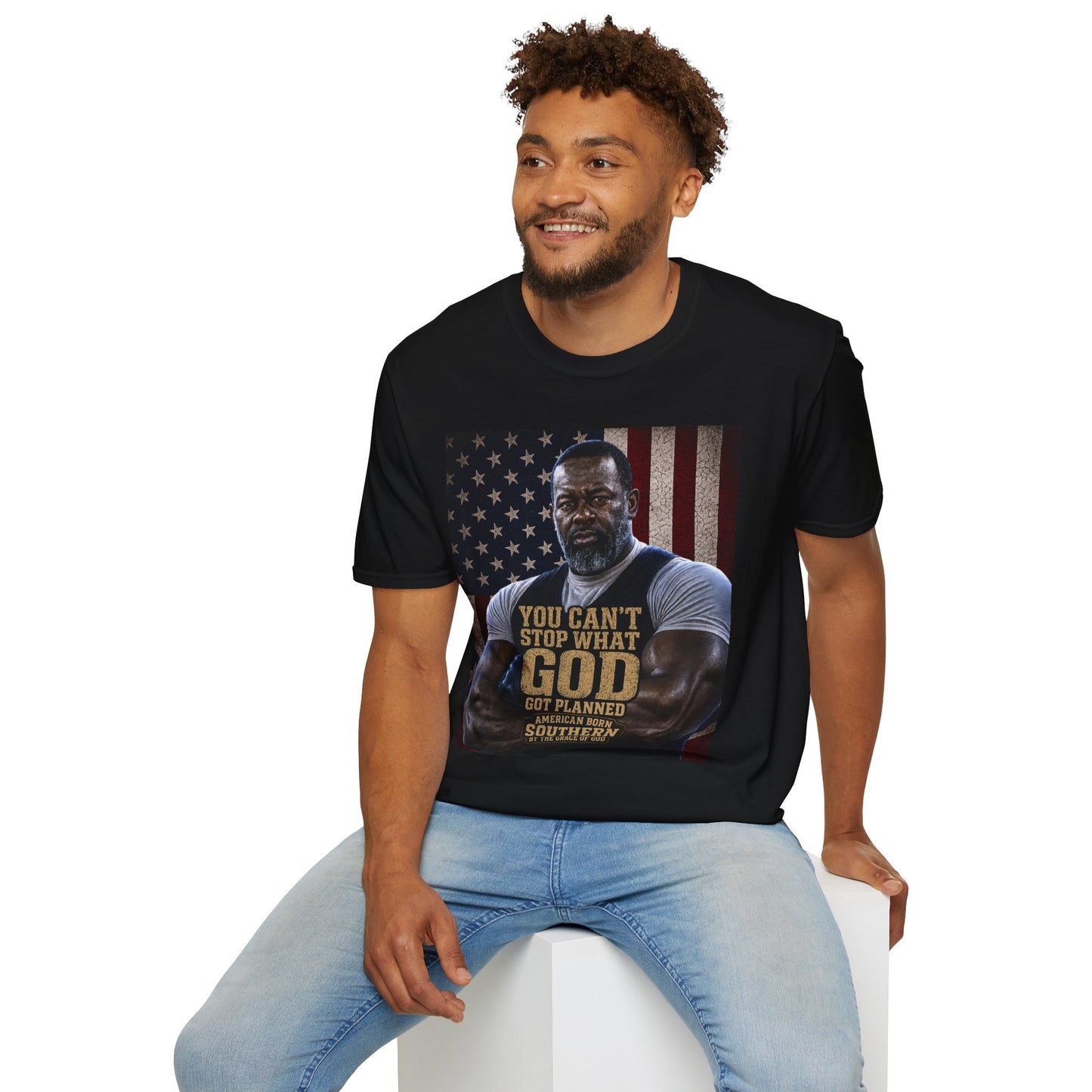 Patriotic Faith Graphic T-Shirt — "You Can't Stop What God" Inspirational Tee