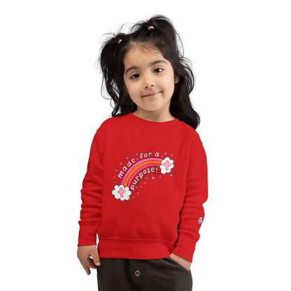 Toddler Sweatshirt — 'Made for a Purpose' Rainbow & 'God's Timing is Perfect' Pink Graphic