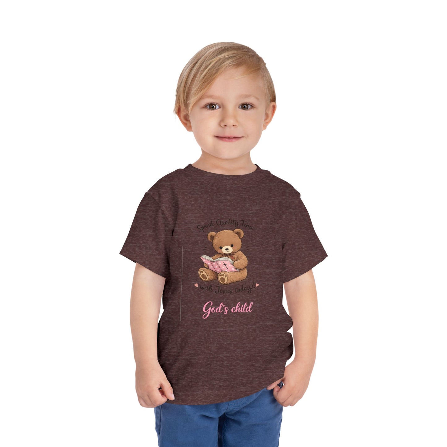 Toddler Tee — "Spend Quality Time with Jesus Today!" Bear Christian Kids Shirt
