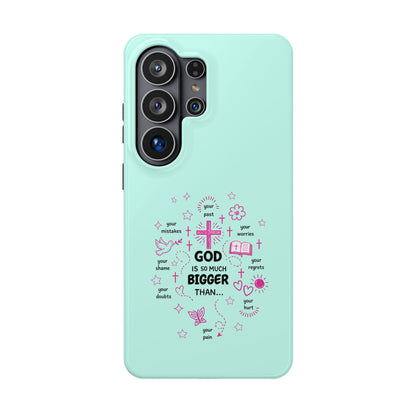 Mint Christian Phone Case — "God Is So Much Bigger Than..." Magnetic Impact-Resistant