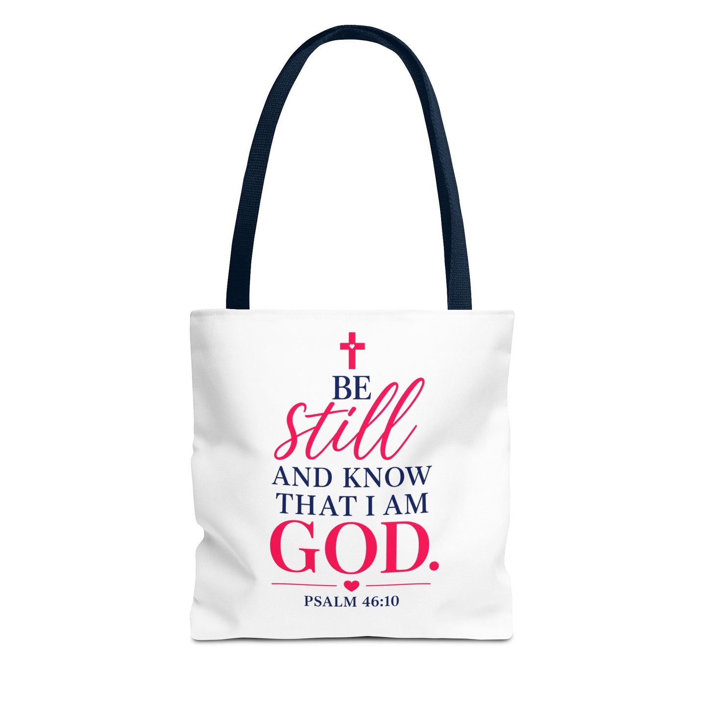 Biblical Tote Bag – “Be Still and Know That I Am God” Psalm 46:10 Inspirational Canvas Tote