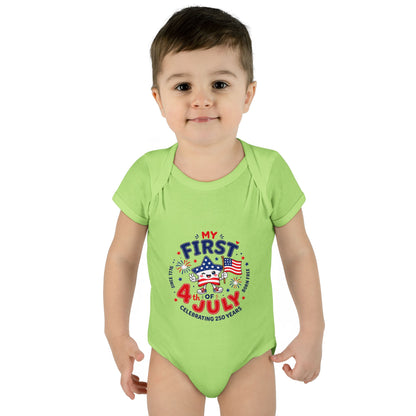 Baby Bodysuit – "My First 4th of July" Patriotic Infant Onesie