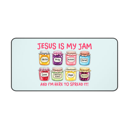 Christian Desk Mat — "Jesus Is My Jam" Inspirational Office Mat