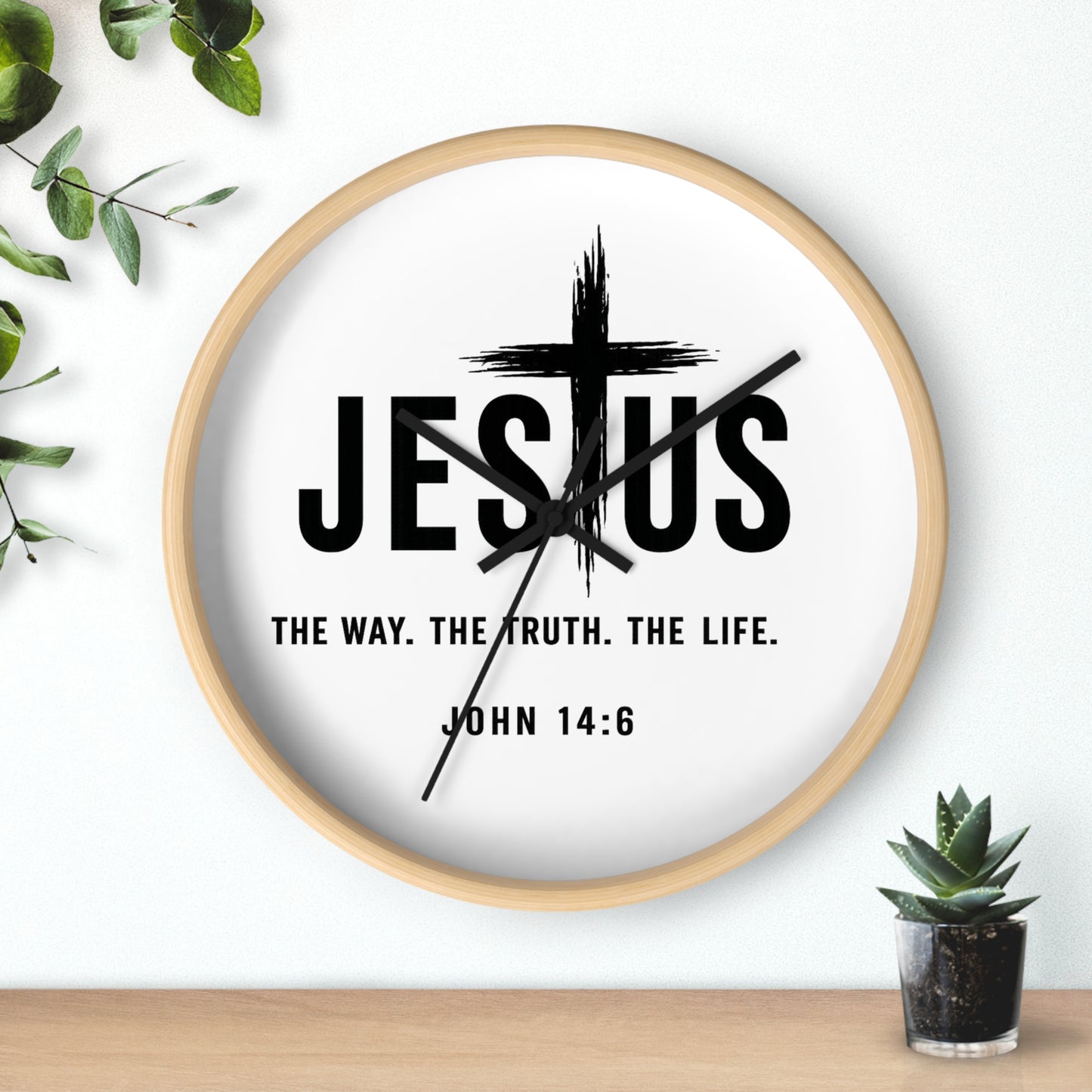 Jesus Wall Clock — "The Way. The Truth. The Life." John 14:6 Christian Decorative Clock