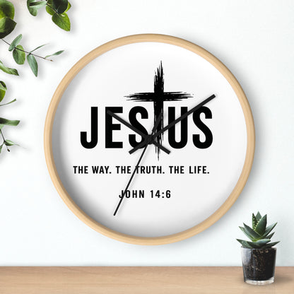 Jesus Wall Clock — "The Way. The Truth. The Life." John 14:6 Christian Decorative Clock