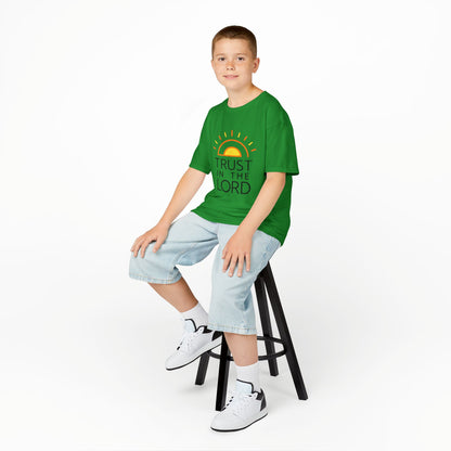 UNISEX Kids T-Shirt — "Trust in the Lord" Sun Graphic Christian Tee