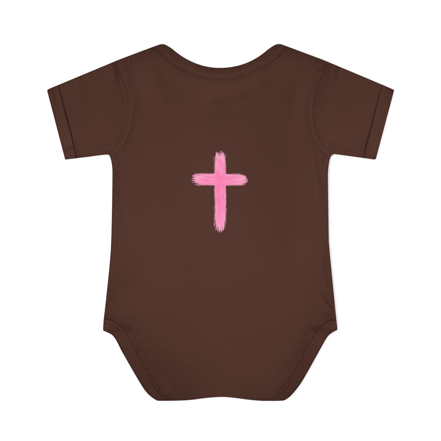 Infant Bodysuit – "God Is Within Her She Will Not Fall" Pink Cross Christian Baby Onesie