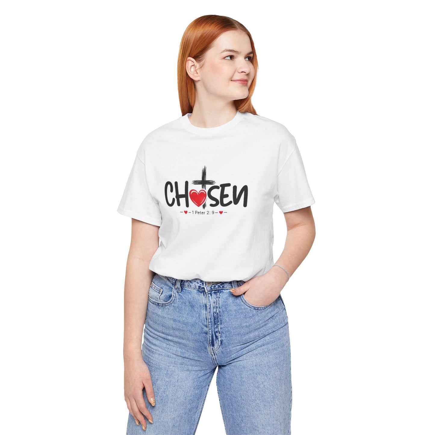 Chosen Cross Heart T-Shirt — Christian Faith Tee (1 Peter 2)
