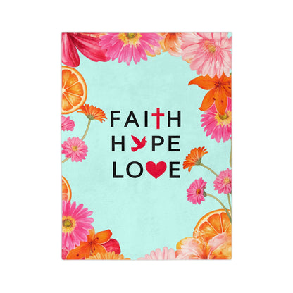 Faith Hope Love Floral Microfiber Blanket