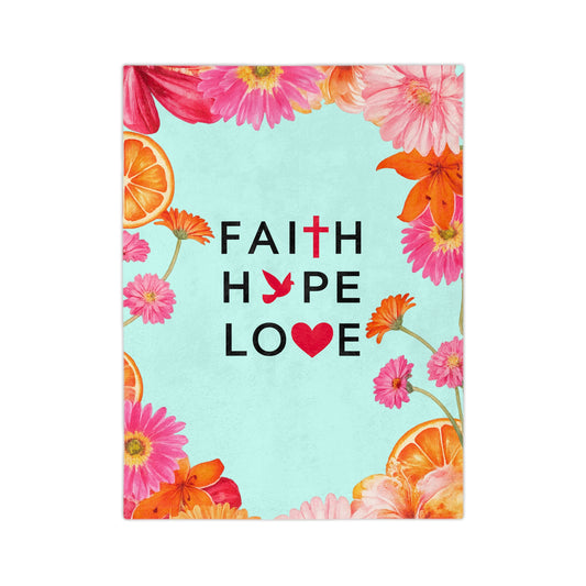 Faith Hope Love Floral Microfiber Blanket