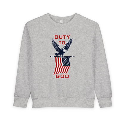 Toddler Sweatshirt - 'Duty to God' Patriotic Eagle & Flag