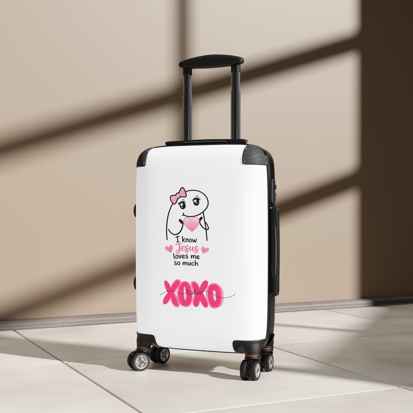 Suitcase — "I Know Jesus Loves Me So Much XOXO" Cute Christian Travel Luggage