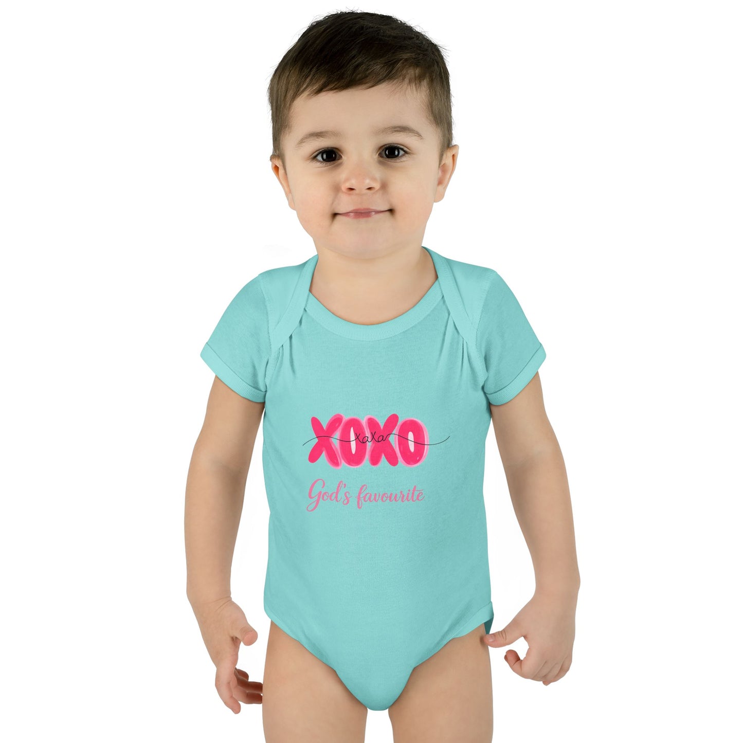 Baby Bodysuit "XOXO God's Favorite" — Cute Pink Valentine Infant Onesie
