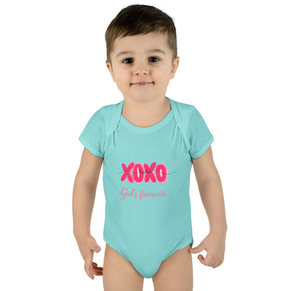 Baby Bodysuit "XOXO God's Favorite" — Cute Pink Valentine Infant Onesie