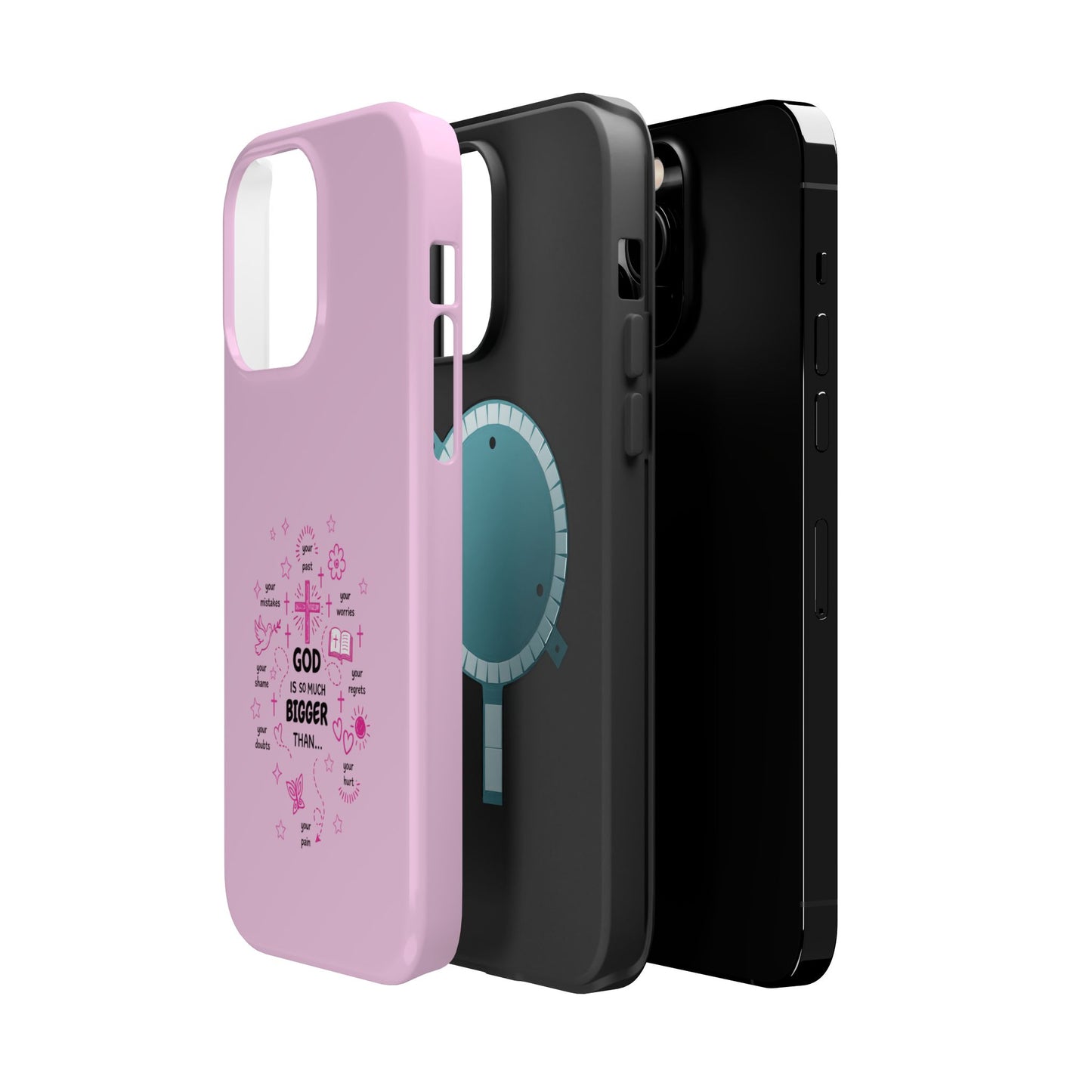 Pink Faith Phone Case — "God Is So Much Bigger Than..." Magnetic Impact-Resistant Case
