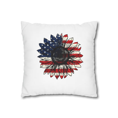 Patriotic Sunflower CHRIST Faith Pillowcase — Christian Decorative Throw Pillow Cover