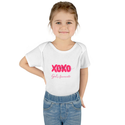 Baby Bodysuit "XOXO God's Favorite" — Cute Pink Valentine Infant Onesie