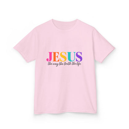 Kids Tee — "JESUS The Way The Truth The Life" Rainbow Christian T-Shirt